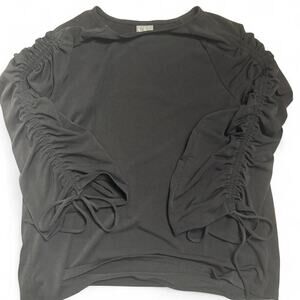 Worthington Black Ruched Tie-Sleeve Blouse — Size Medium